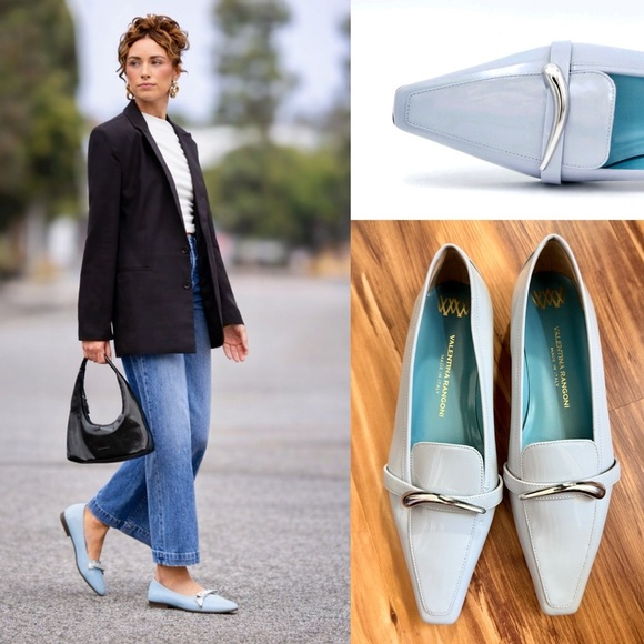 Rangoni Powder Grecale Blue Leather Loafers display picture 2